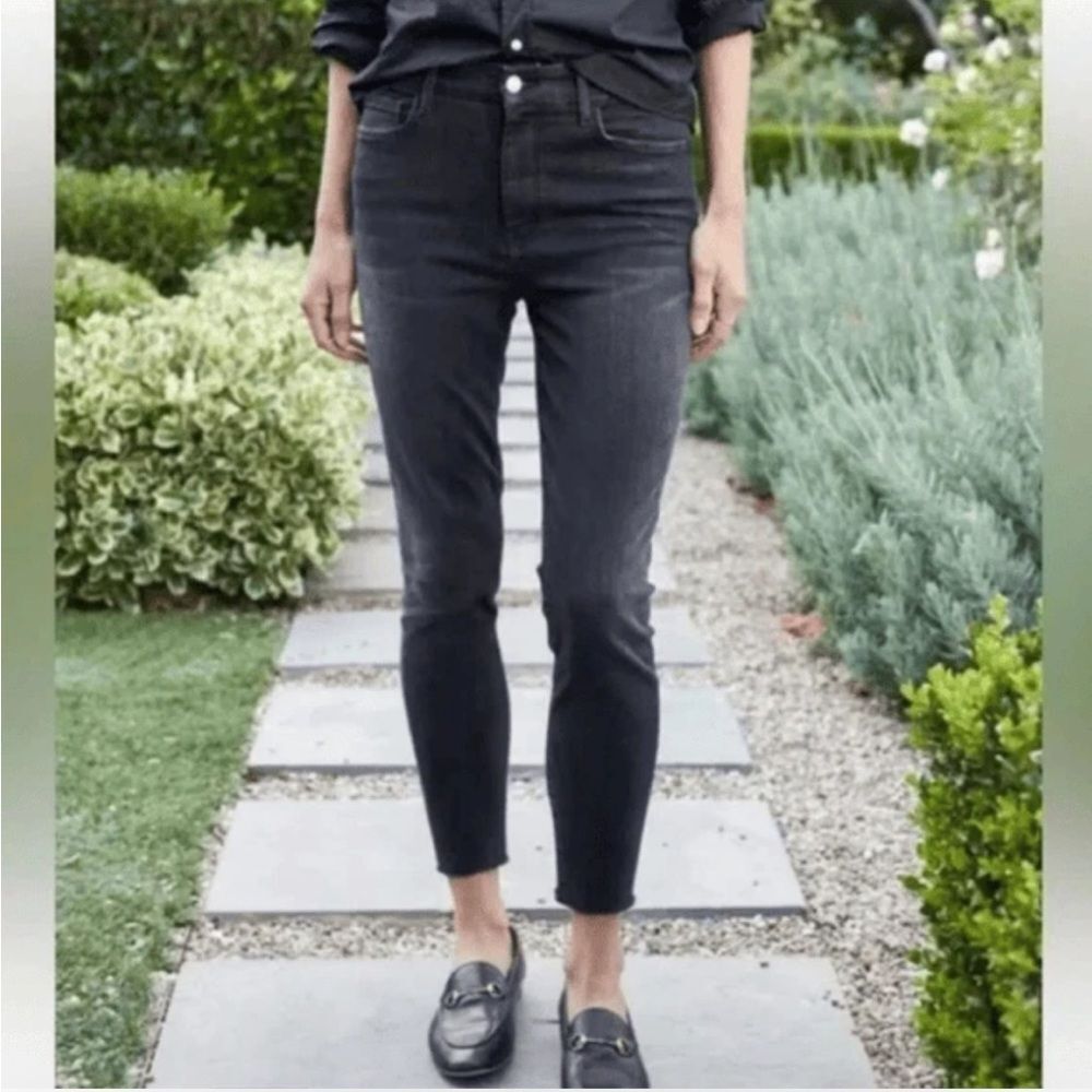 FRANK & EILEEN Sligo Jeans Womens Size 29 Black High Rise Raw Hem Skinny Denim